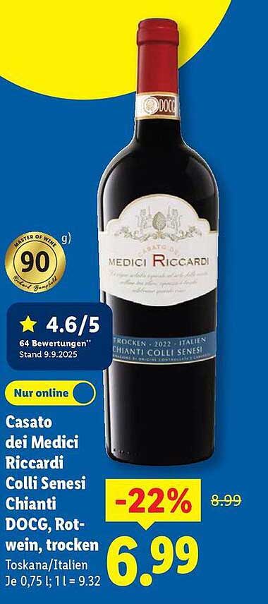 Casato dei Medici Riccardi Colli Senesi Chianti DOCG, Rotwein, trocken