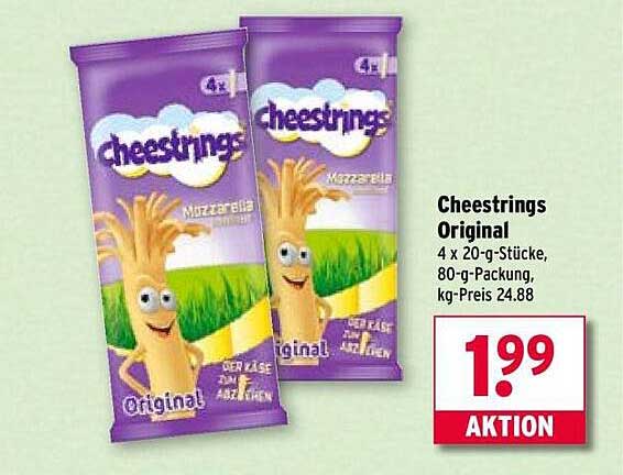 Cheestrings Original - 4 x 20-g-Stücke, 80-g-Packung