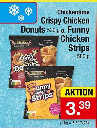Chickentime Crispy Chicken Donuts 520 g oder Funny Chicken Strips 500 g