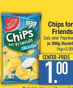 Chips for Friends - Salz oder Paprika, je 200g Beutel