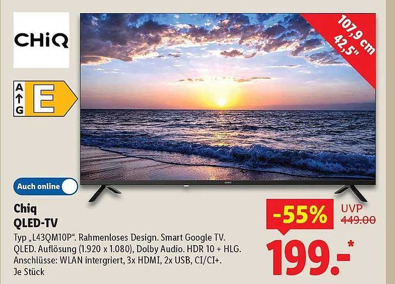 Chiq QLED-TV 42,5" - jetzt zum Spitzenpreis