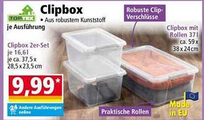 Clipbox - Praktisches 2er-Set aus robustem Kunststoff