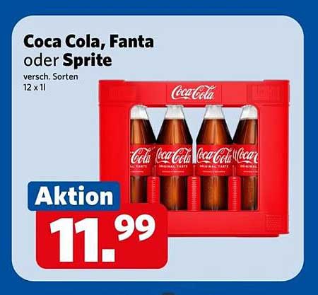 Coca Cola, Fanta oder Sprite – 12 x 1 l Aktionspackung