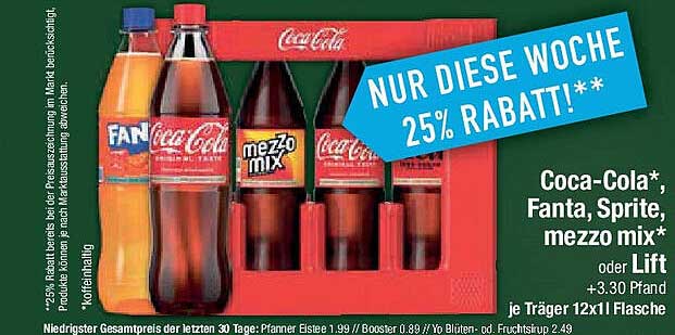 Coca-Cola, Fanta, Sprite und mezzo mix im Vorteilspack
