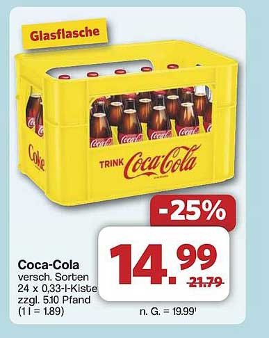 Coca-Cola Glasflasche 24 x 0,33 l-Kiste
