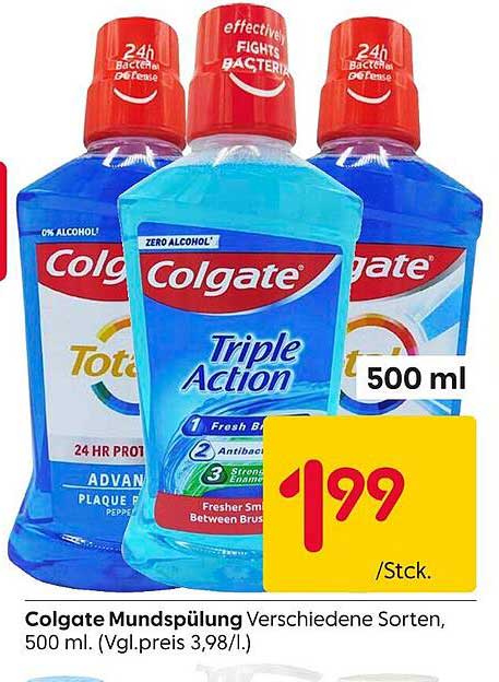 Colgate Mundspülung Verschiedene Sorten, 500 ml.