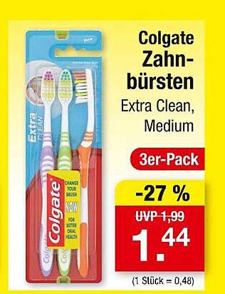 Colgate Zahnbürsten Extra Clean, Medium, 3er-Pack