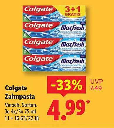 Colgate Zahnpasta MaxFresh 3+1 GRATIS - Verschiedene Sorten