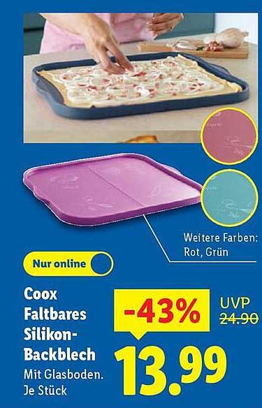 Coox Faltbares Silikon-Backblech Mit Glasboden, Je Stück
