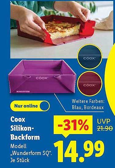 Coox Silikon-Backform Modell „Wunderform SQ“ Je Stück