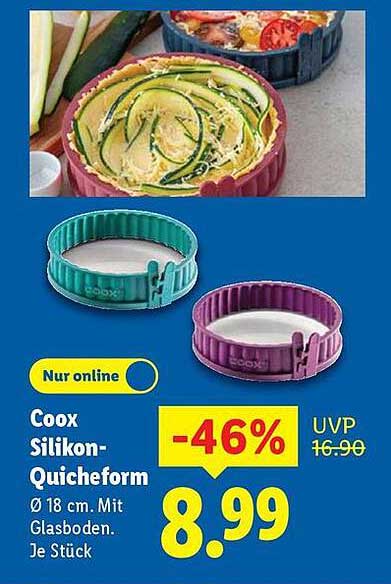 Coox Silikon-Quicheform Ø 18 cm mit Glasboden - Nur online