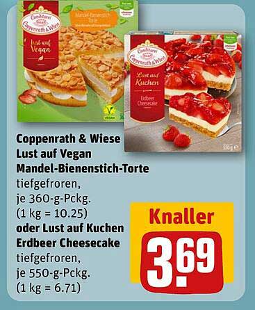 Coppenrath & Wiese Lust auf Vegan Mandel-Bienenstich-Torte oder Lust auf Kuchen Erdbeer Cheesecake