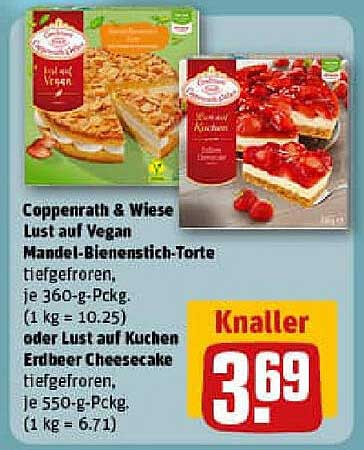 Coppenrath & Wiese Lust auf Vegan Mandel-Bienenstich-Torte oder Lust auf Kuchen Erdbeer Cheesecake