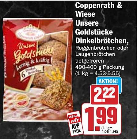 Coppenrath & Wiese Unsere Goldstücke Dinkelbrötchen, Roggenbrötchen oder Laugenbrötchen tiefgefroren 490-400 g Packung