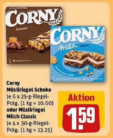 Corny Müsliriegel Schoko oder Milch Classic – Aktionspreis!