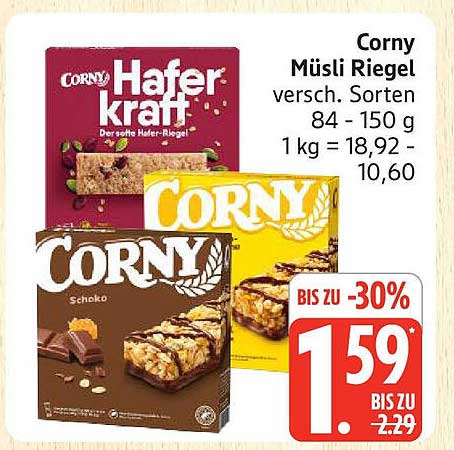 Corny Müsliriegel - verschiedene Sorten