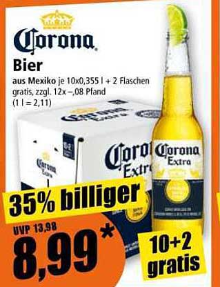 Corona Bier 10x0,355l + 2 Flaschen gratis