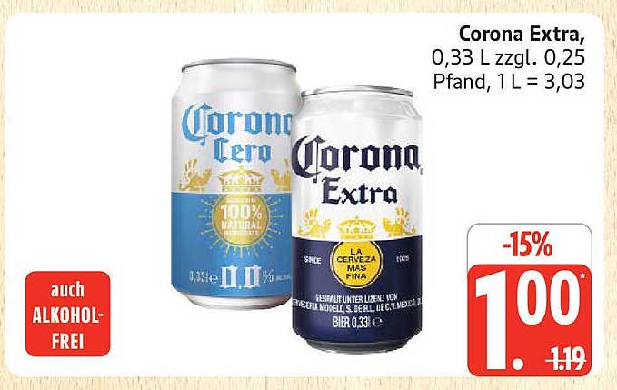 Corona Extra 0,33 L und Corona Cero 0,33 L - Jetzt zum Sonderpreis!