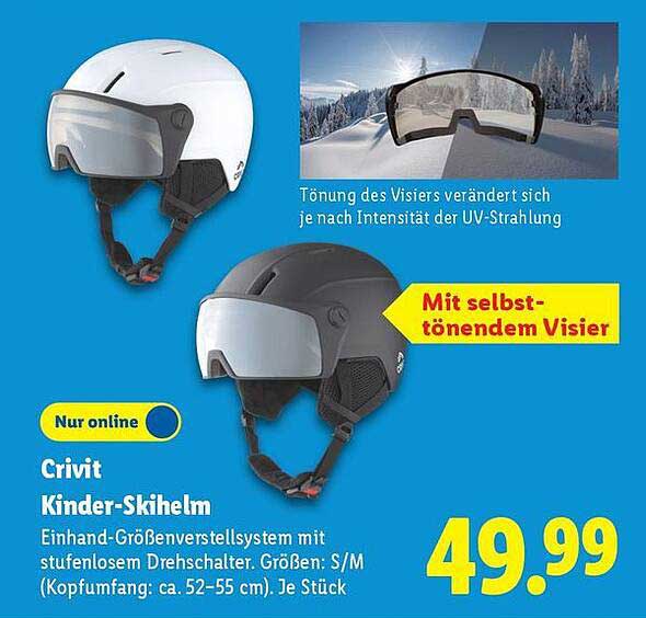 Crivit Kinder-Skihelm mit selbsttönendem Visier