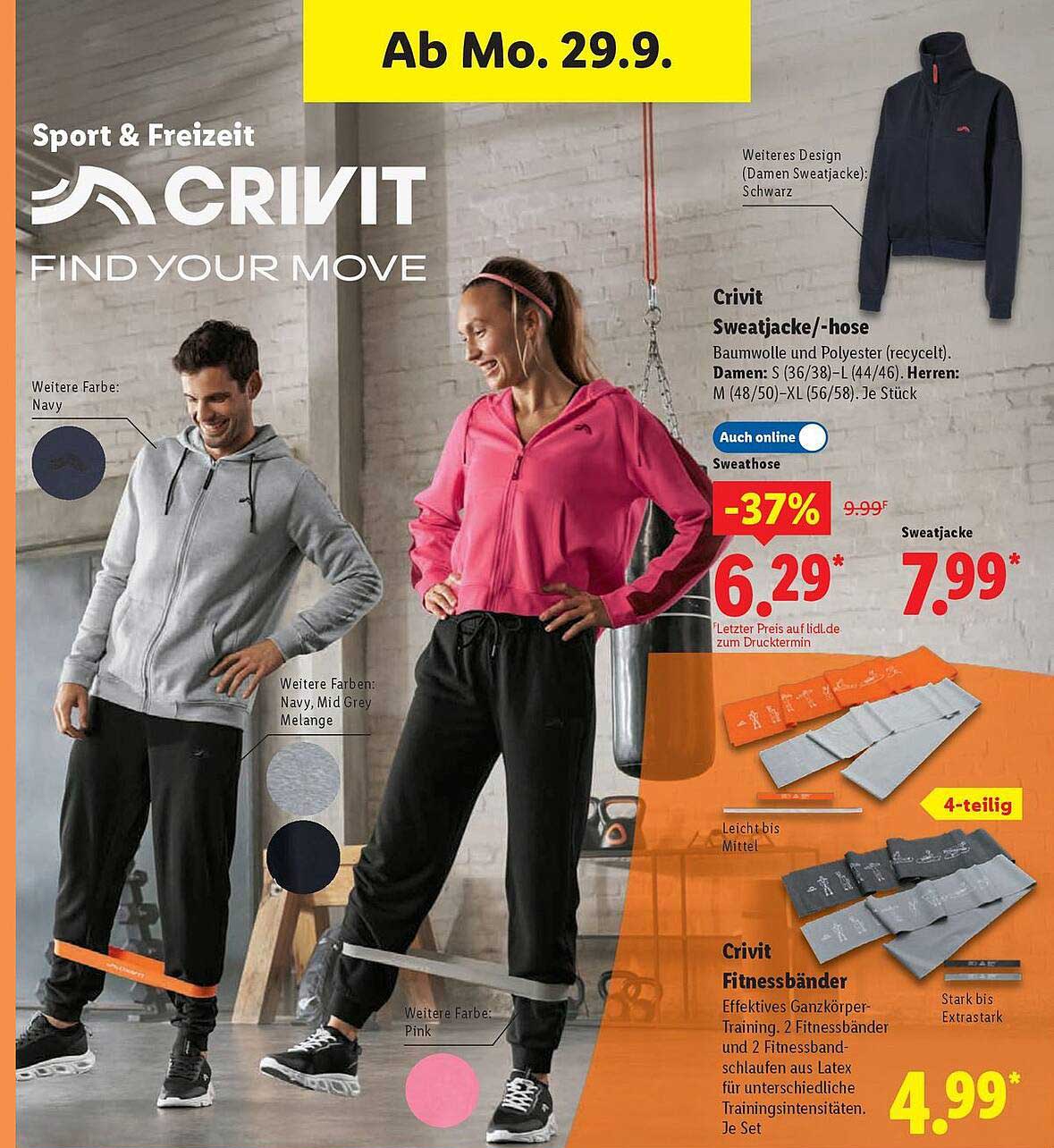 CRIVIT Sweatjacke und -hose für Damen und Herren
