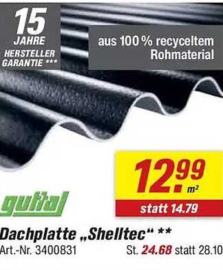 Dachplatte „Shelltec“ von gutal - Ihr idealer Begleiter für nachhaltige Bauprojekte