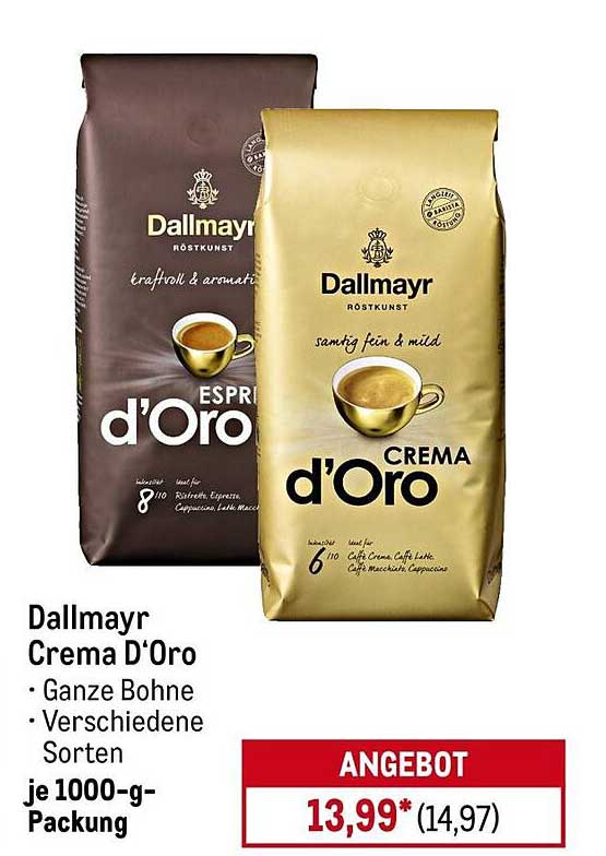 Dallmayr Crema D'Oro – Ganze Bohne, verschiedene Sorten