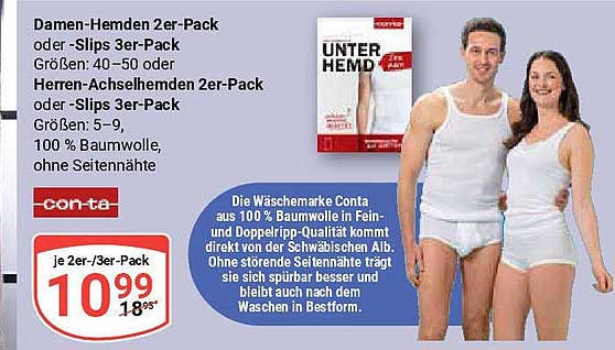Damen-Hemden 2er-Pack oder Slips 3er-Pack