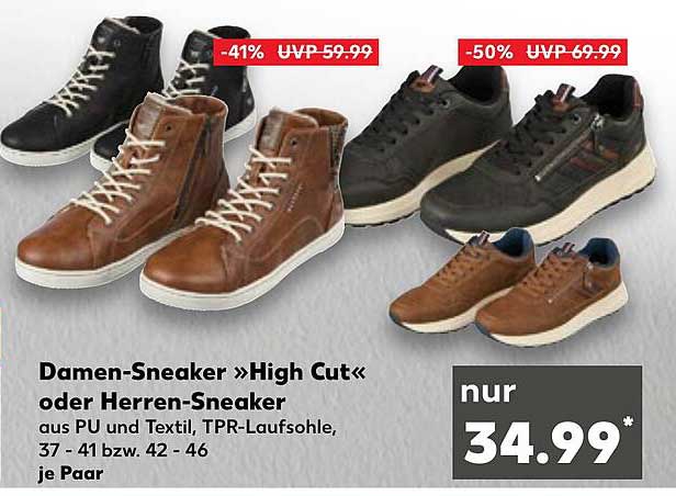 Damen-Sneaker »High Cut« oder Herren-Sneaker aus PU und Textil