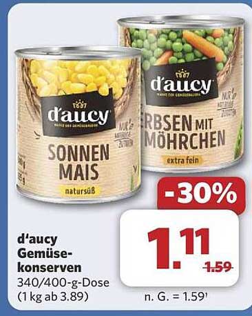 d'aucy Gemüsekonserven 340/400-g-Dose