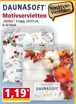 DAUNASOFT Motivservietten "Herbst", 3-lagig, 33x33 cm, je 40 Stück