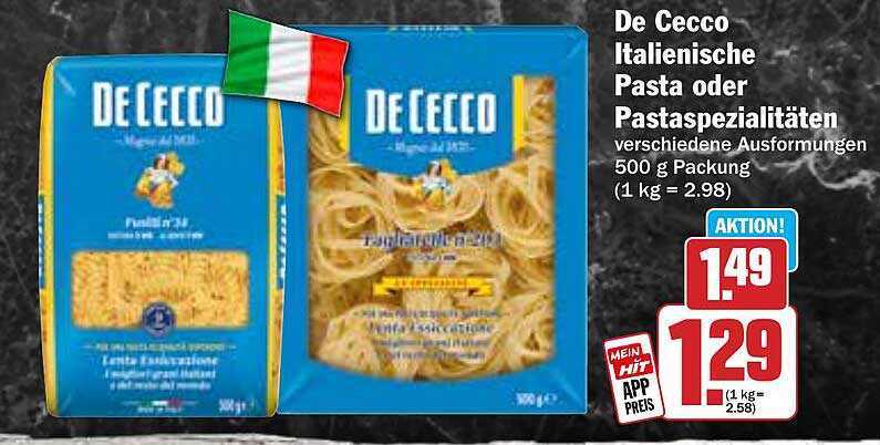 De Cecco Italienische Pasta oder Pastaspezialitäten 500 g