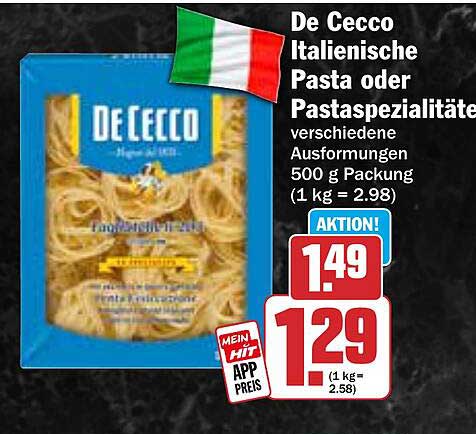 De Cecco Italienische Pasta oder Pastaspezialitäten 500 g Paket