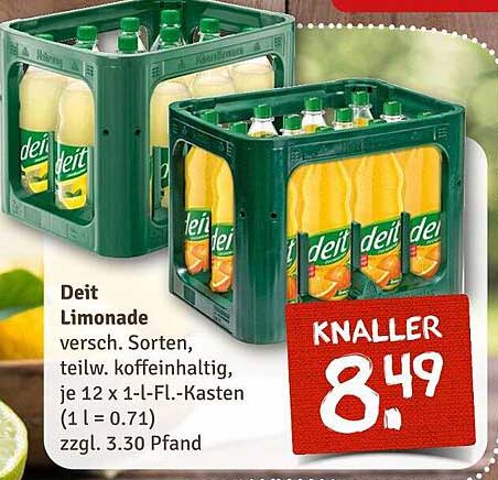 Deit Limonade, verschiedene Sorten, teilweise koffeinhaltig