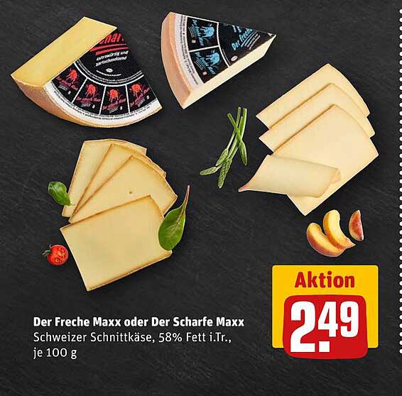 Der Freche Maxx oder Der Scharfe Maxx - Schweizer Schnittkäse, 58% Fett i.Tr., je 100 g