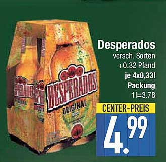 Desperados Bier, 4er Pack (0,33l) - Verschiedene Sorten