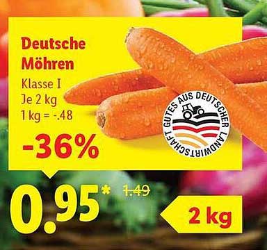Deutsche Möhren Klasse I je 2 kg