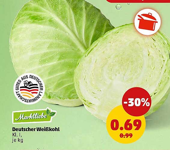 Deutscher Weißkohl Kl. I, je kg