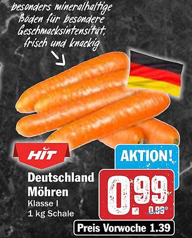 Deutschland Möhren Klasse I 1 kg Schale