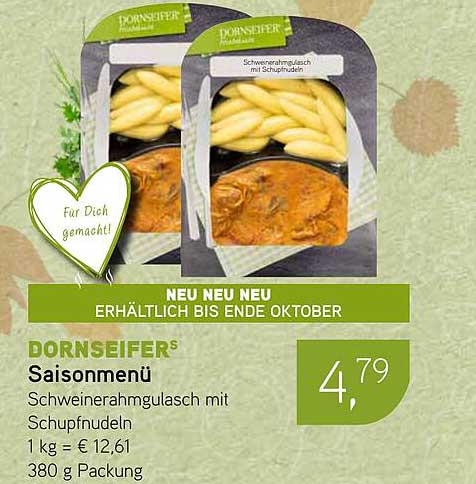 DORNSEIFER® Saisonmenü Schweinerahmgulasch mit Schupfnudeln