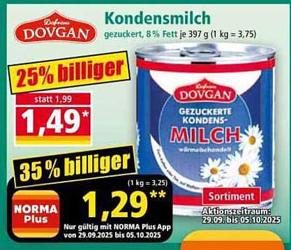 Dovgan Kondensmilch – gezuckert, 8% Fett, 397 g