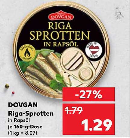 DOVGAN Riga-Sprotten in Rapsöl 160-g-Dose