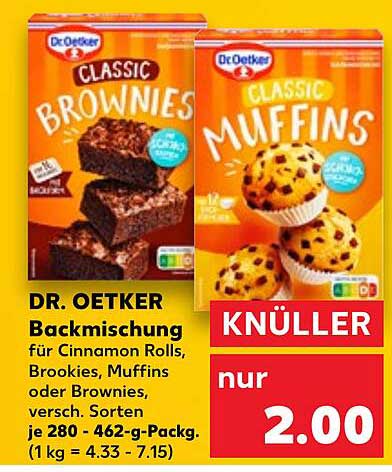 DR. OETKER Backmischung für Cinnamon Rolls, Brookies, Muffins oder Brownies
