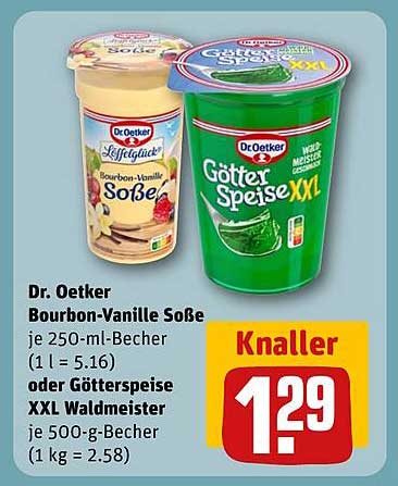 Dr. Oetker Bourbon-Vanille Soße oder Götterspeise XXL Waldmeister