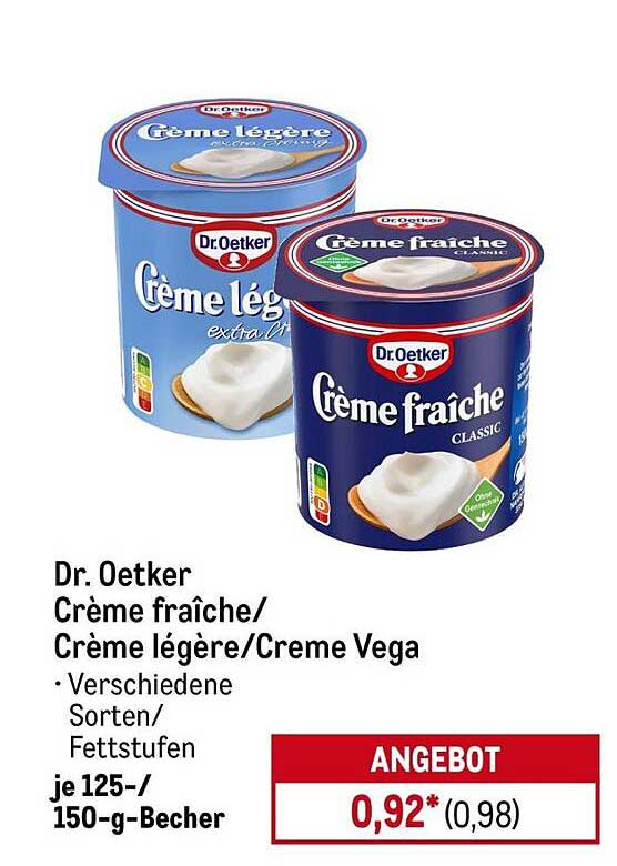 Dr. Oetker Crème fraîche/Crème légère/Cremé Vega 150-g-Becher