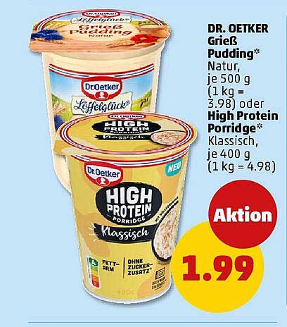 DR. OETKER Grieß Pudding* oder High Protein Porridge*