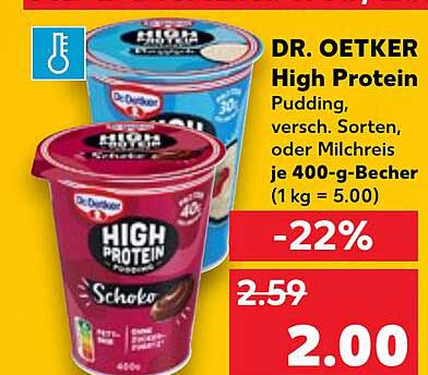 DR. OETKER High Protein Pudding, verschiedene Sorten, oder Milchreis je 400-g-Becher