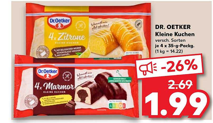 DR. OETKER Kleine Kuchen - 4x Zitrone & 4x Marmor
