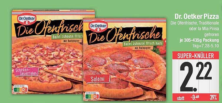 Dr. Oetker Pizza Die Ofenfrische - Salami oder Schinken & Salami