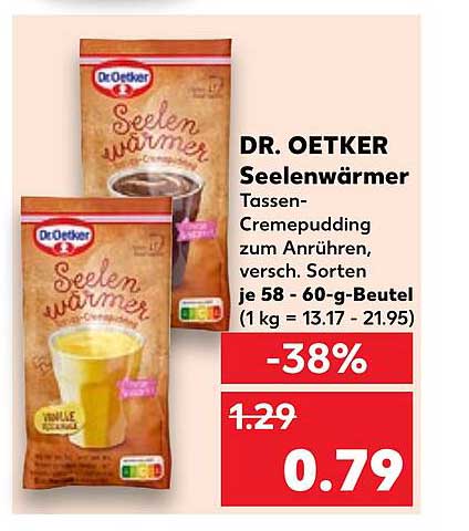 DR. OETKER Seelenwärmer Tassen-Cremepudding, verschieden