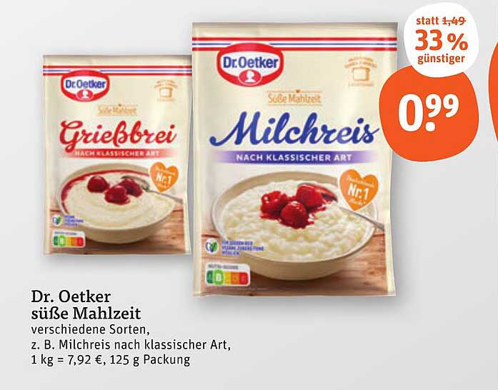 Dr. Oetker süße Mahlzeit - verschiedene Sorten